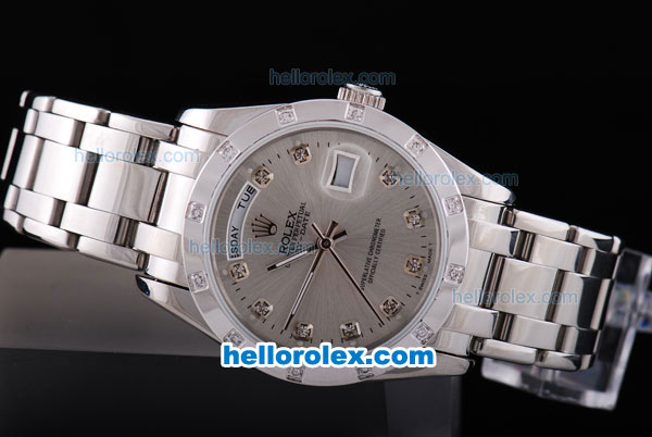 Rolex Day-Date Automatic with Diamond Marking and Grey Dial - Click Image to Close